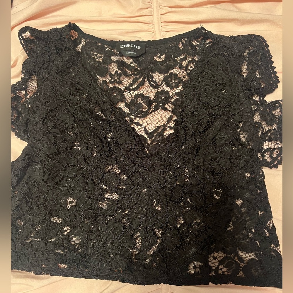 Black BEBE lace shirt